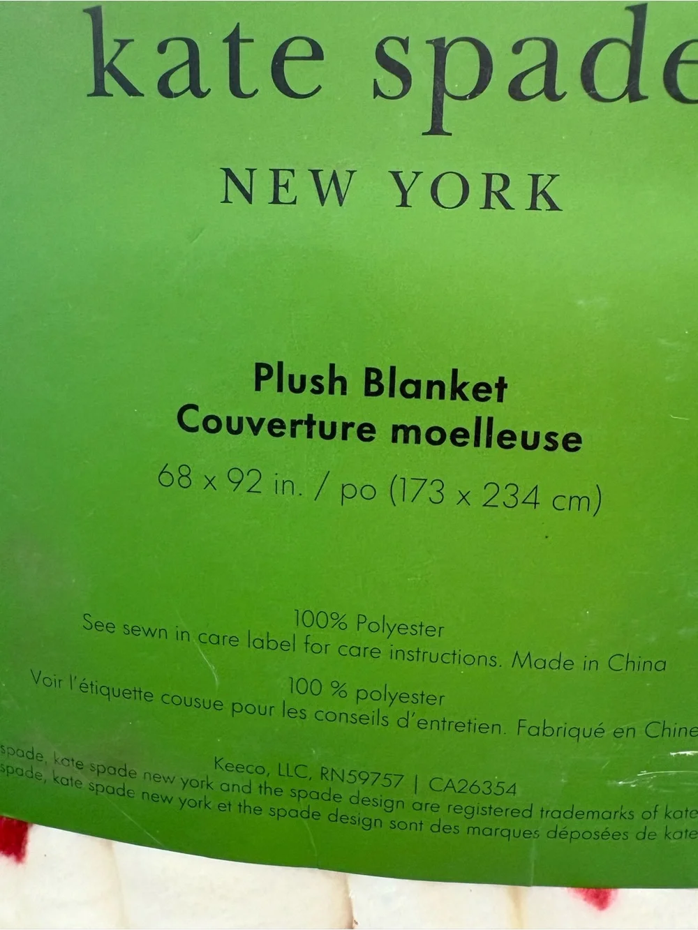 NEW kate spade New York Plush Heart Throw Blanket - Holiday Scatter Heart Print